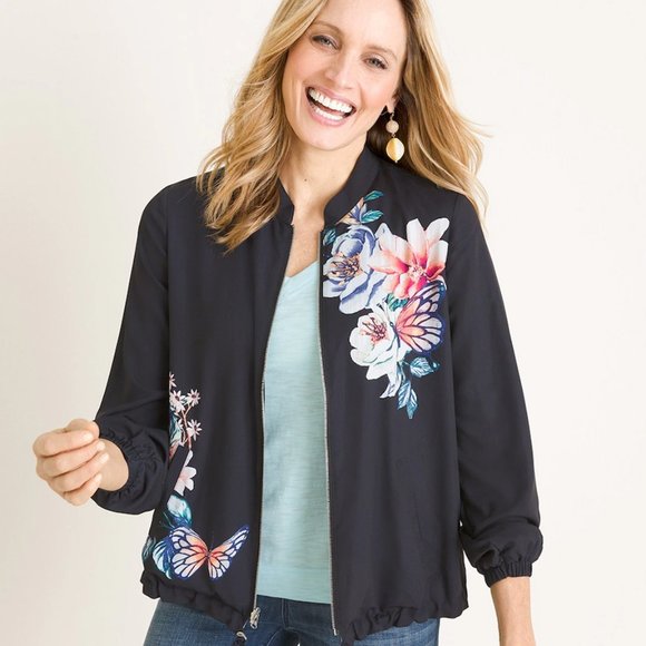 Butterfly Gardenprint Bomber Jacket 